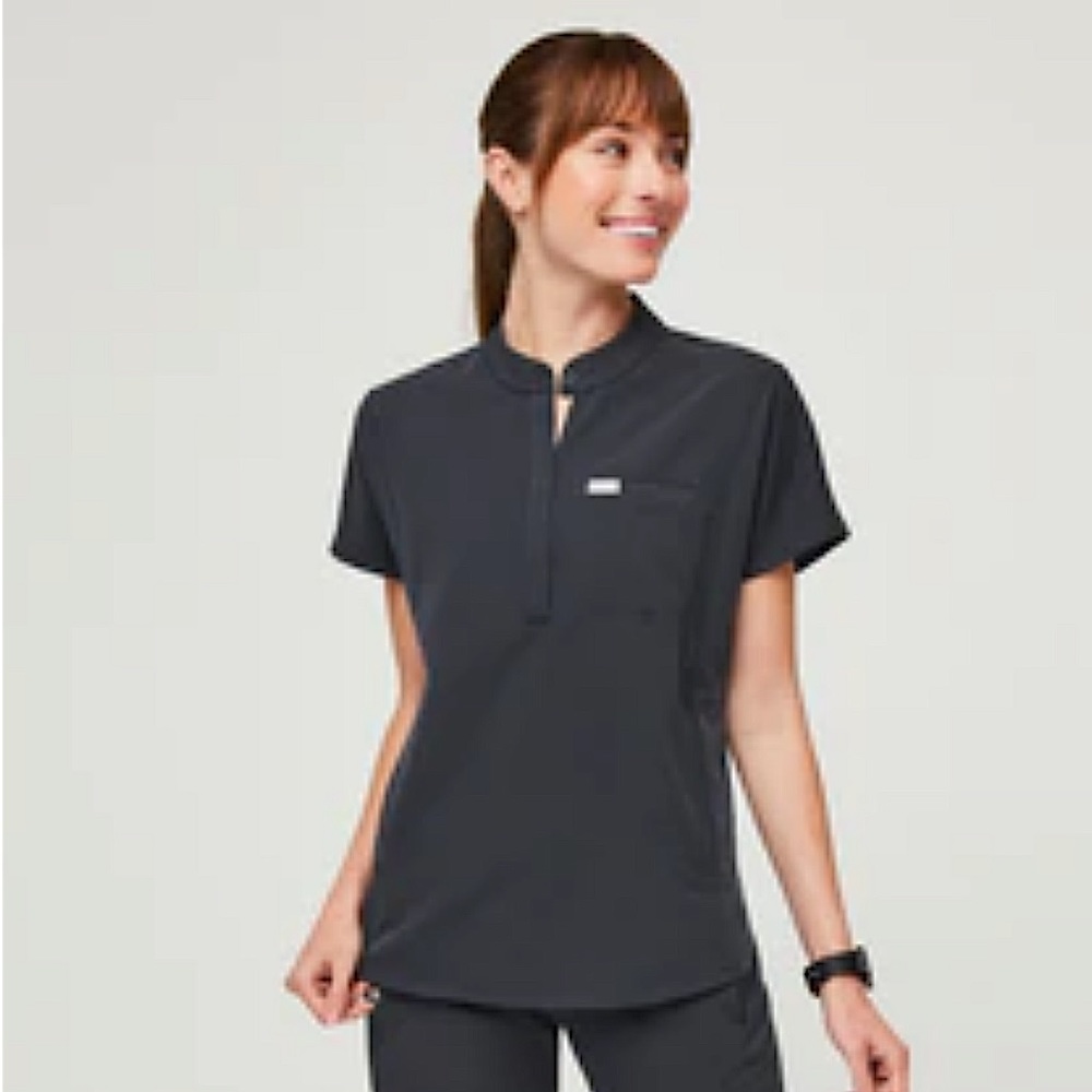 Figs Night Sky Montex classic mock neck scrub top